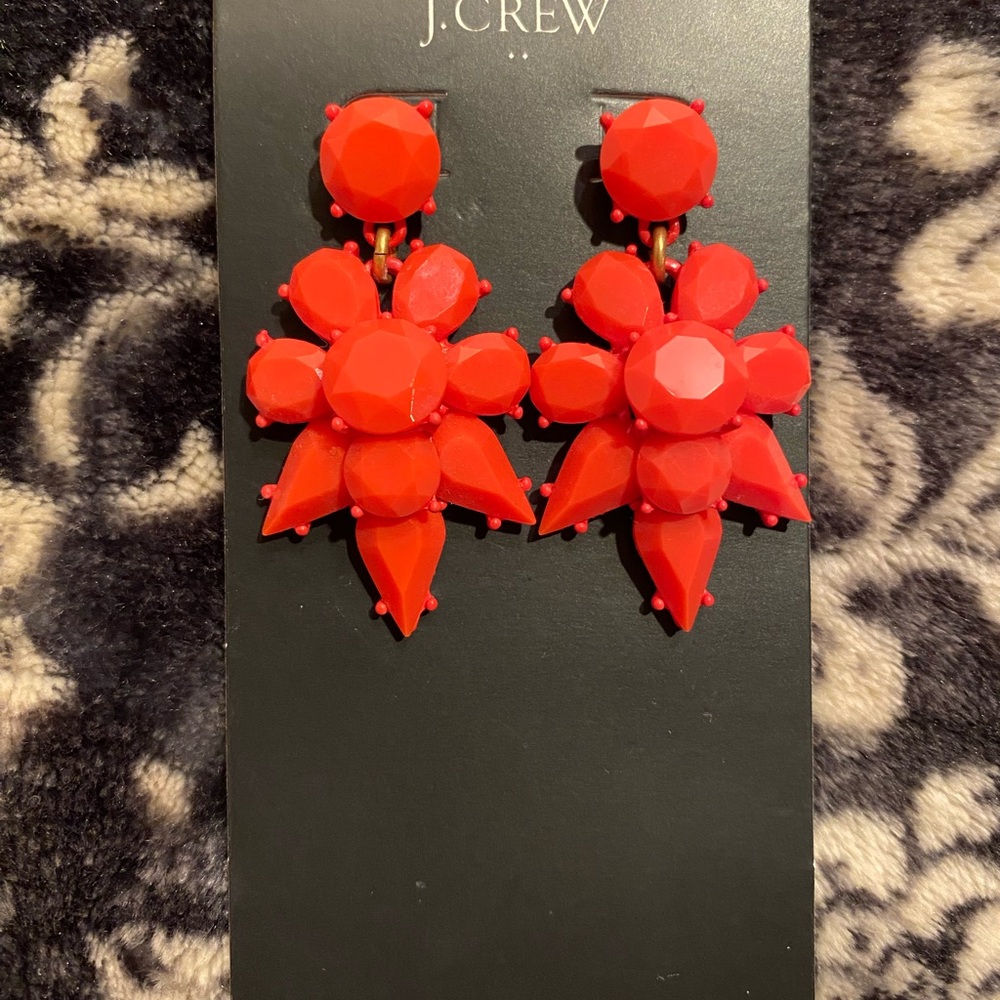 J. Crew Vibrant Red/Orange Floral Earrings